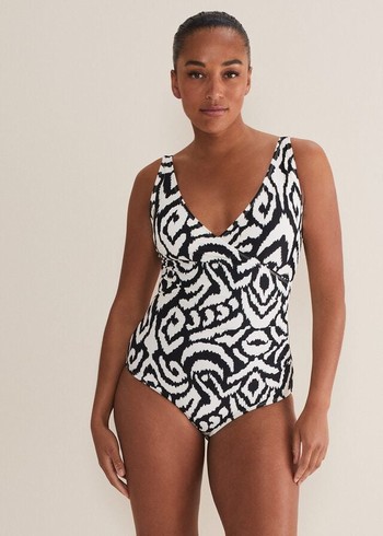 Phase Eight Ikat Abstract Swimwear Black/White Australia | XI5263789